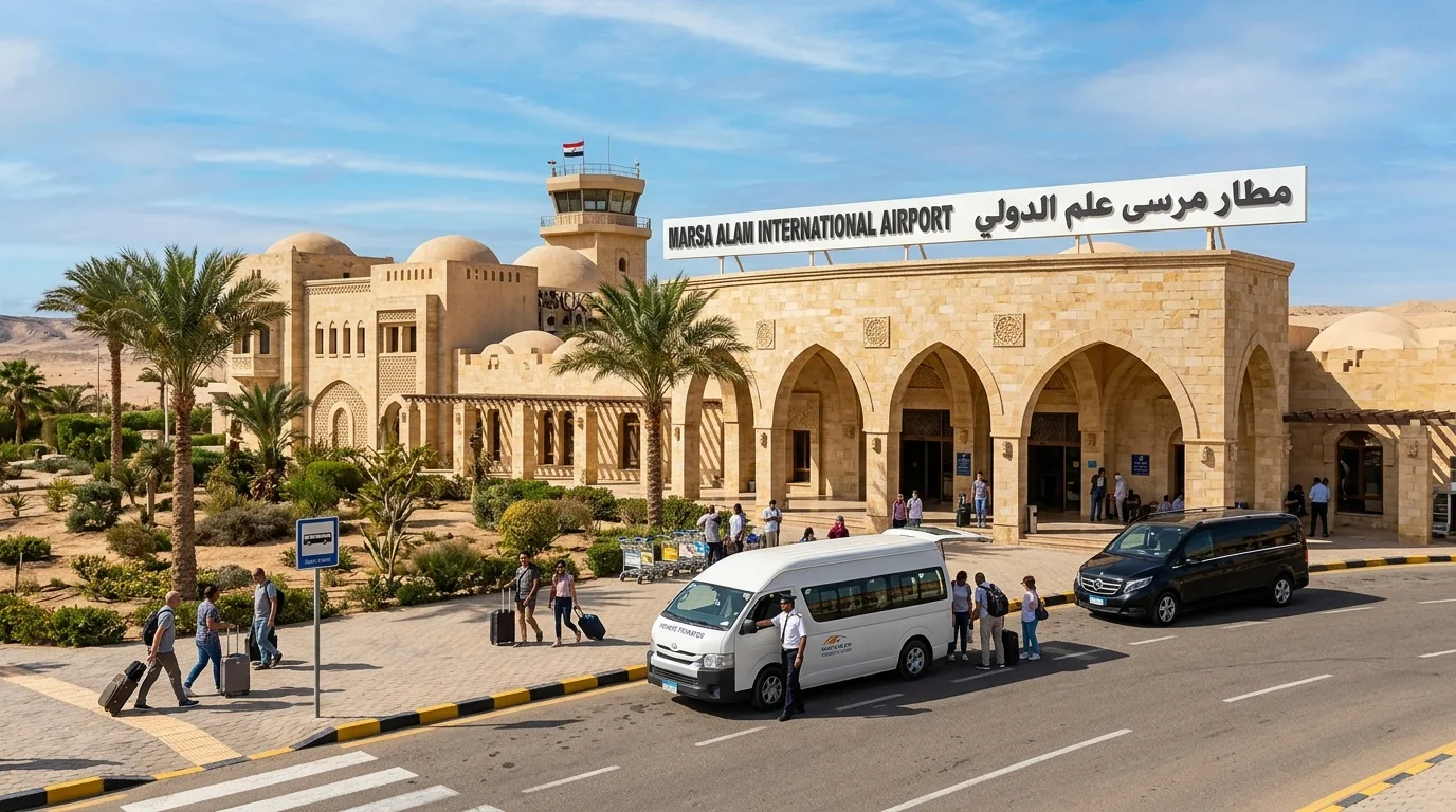 Marsa Alam International Airport terminal building in Red Sea Egypt